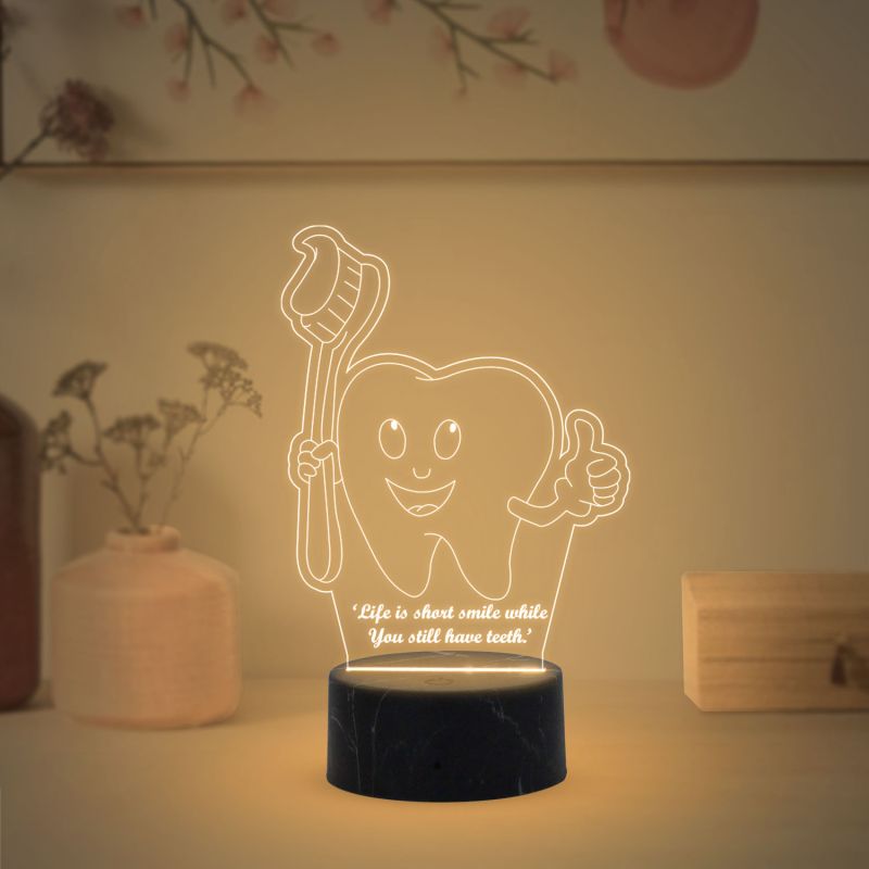 3D iIlusion Teeth Brush Night lamp with Warm White Colour Funny Dental Desk lamp